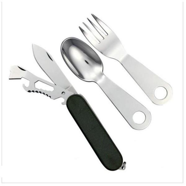 Kamp Çakısı Haki Çatal Kaşık Bıçak Ürün Kodu: SW-399 14 CM - Image 1