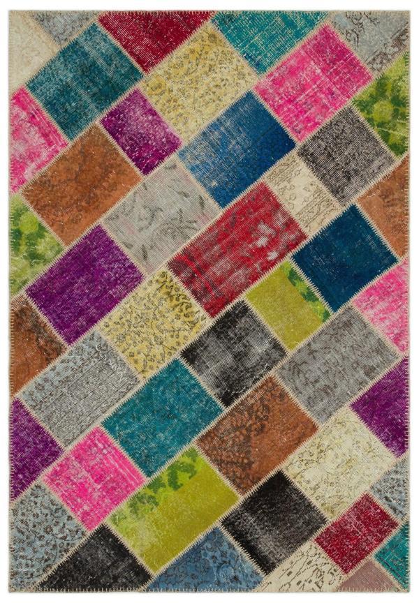 Iskece Bej Patchwork Etnik Modern Desenli Yün Hav Toz Vermez Leke Tutmayan Salon Yolluk Mutfak El Dokuma Halı - Image 1