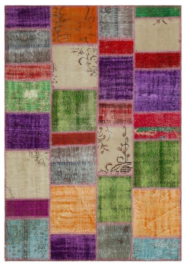 Iskece Bej Patchwork Etnik Modern Desenli Yün Hav Toz Vermez Leke Tutmayan Salon Yolluk Mutfak El Dokuma Halı - Image 1