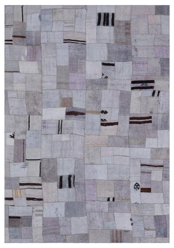 Teselya Mor Patchwork Etnik Modern Desenli Yün Hav Toz Vermez Leke Tutmayan Salon Yolluk Mutfak El Dokuma Halı - Image 1