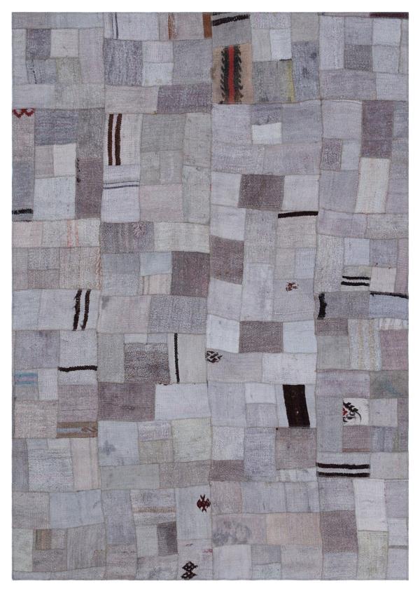 Teselya Mor Patchwork Etnik Modern Desenli Yün Hav Toz Vermez Leke Tutmayan Salon Yolluk Mutfak El Dokuma Halı - Image 1