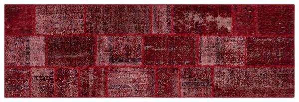 Kırmızı Patchwork Etnik Modern Desenli Yün Hav Toz Vermez Leke Tutmayan Salon Yolluk Mutfak El Dokuma Halı - Image 1
