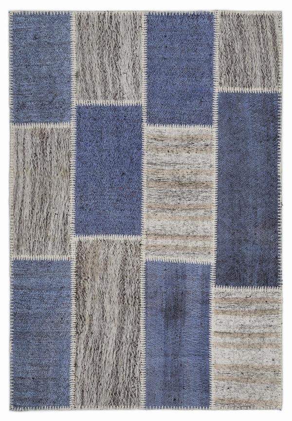 Teselya Bej Patchwork Etnik Modern Desenli Yün Hav Toz Vermez Leke Tutmayan Salon Yolluk Mutfak El Dokuma Halı - Image 1
