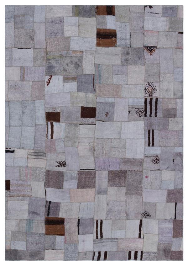 Teselya Mor Patchwork Etnik Modern Desenli Yün Hav Toz Vermez Leke Tutmayan Salon Yolluk Mutfak El Dokuma Halı - Image 1
