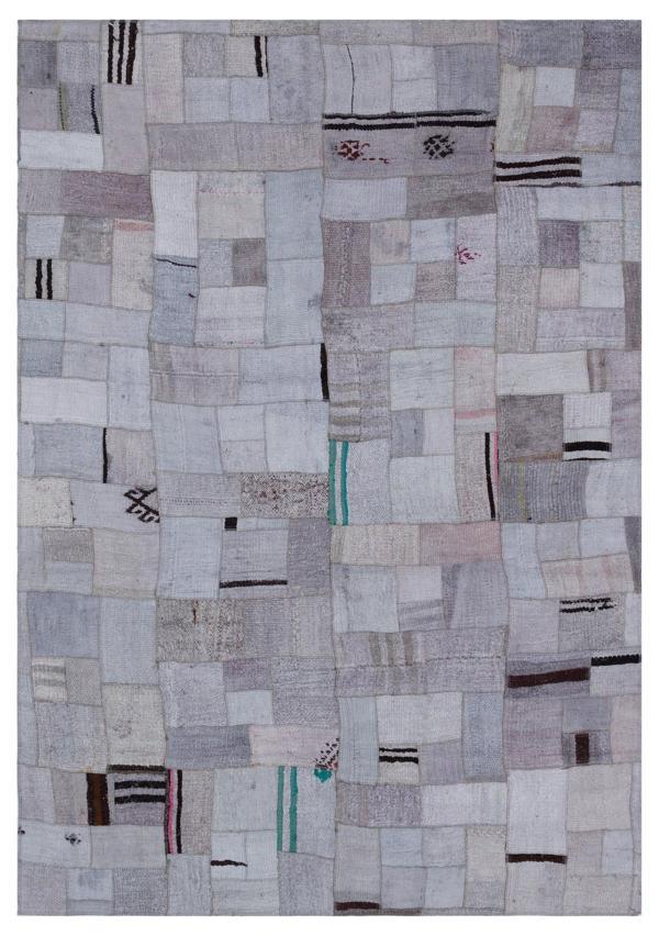 Teselya Mor Patchwork Etnik Modern Desenli Yün Hav Toz Vermez Leke Tutmayan Salon Yolluk Mutfak El Dokuma Halı - Image 1