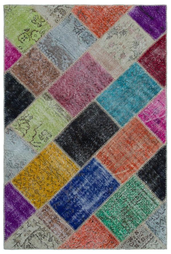 Iskece Bej Patchwork Etnik Modern Desenli Yün Hav Toz Vermez Leke Tutmayan Salon Yolluk Mutfak El Dokuma Halı - Image 1