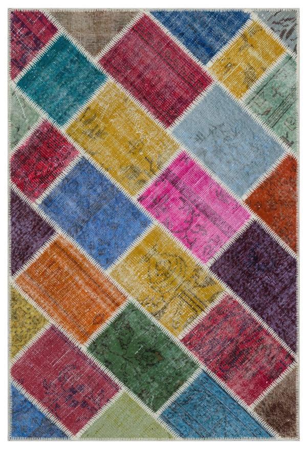 Iskece Bej Patchwork Etnik Modern Desenli Yün Hav Toz Vermez Leke Tutmayan Salon Yolluk Mutfak El Dokuma Halı - Image 1