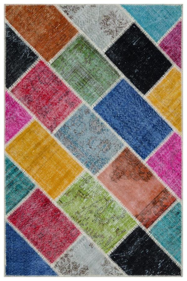 Iskece Bej Patchwork Etnik Modern Desenli Yün Hav Toz Vermez Leke Tutmayan Salon Yolluk Mutfak El Dokuma Halı - Image 1