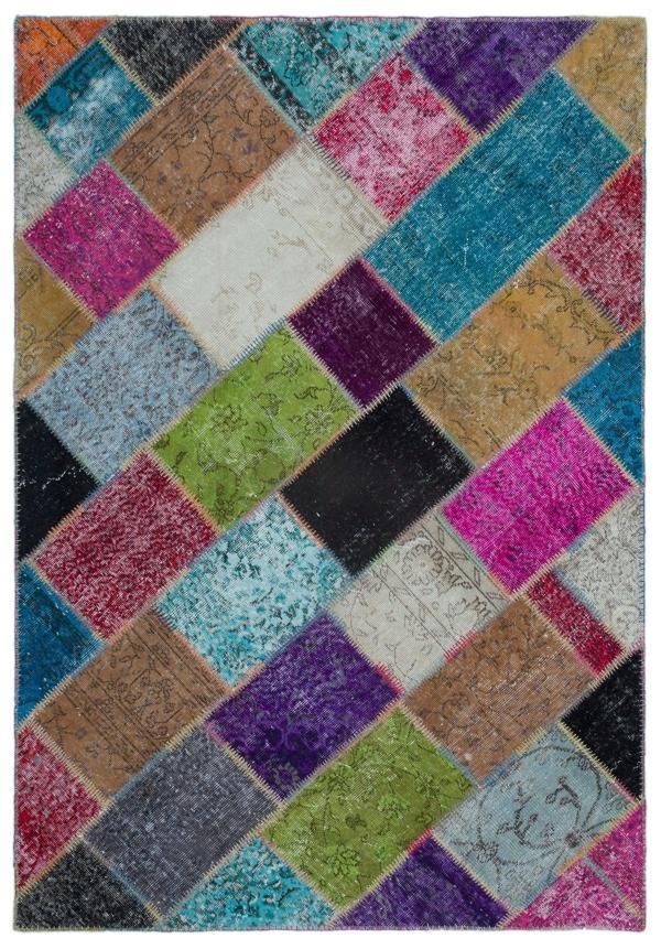 Iskece Bej Patchwork Etnik Modern Desenli Yün Hav Toz Vermez Leke Tutmayan Salon Yolluk Mutfak El Dokuma Halı - Image 1