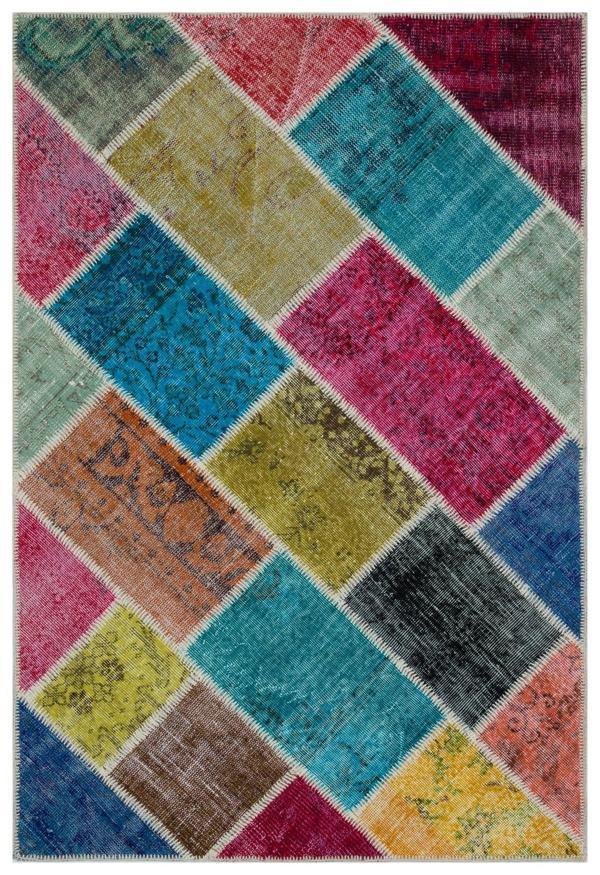 Iskece Bej Patchwork Etnik Modern Desenli Yün Hav Toz Vermez Leke Tutmayan Salon Yolluk Mutfak El Dokuma Halı - Image 1