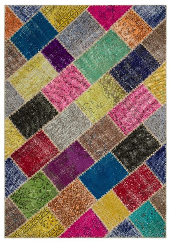 Iskece Bej Patchwork Etnik Modern Desenli Yün Hav Toz Vermez Leke Tutmayan Salon Yolluk Mutfak El Dokuma Halı - Image 1