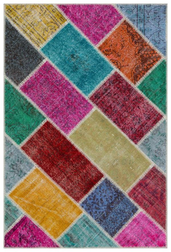 Iskece Bej Patchwork Etnik Modern Desenli Yün Hav Toz Vermez Leke Tutmayan Salon Yolluk Mutfak El Dokuma Halı - Image 1