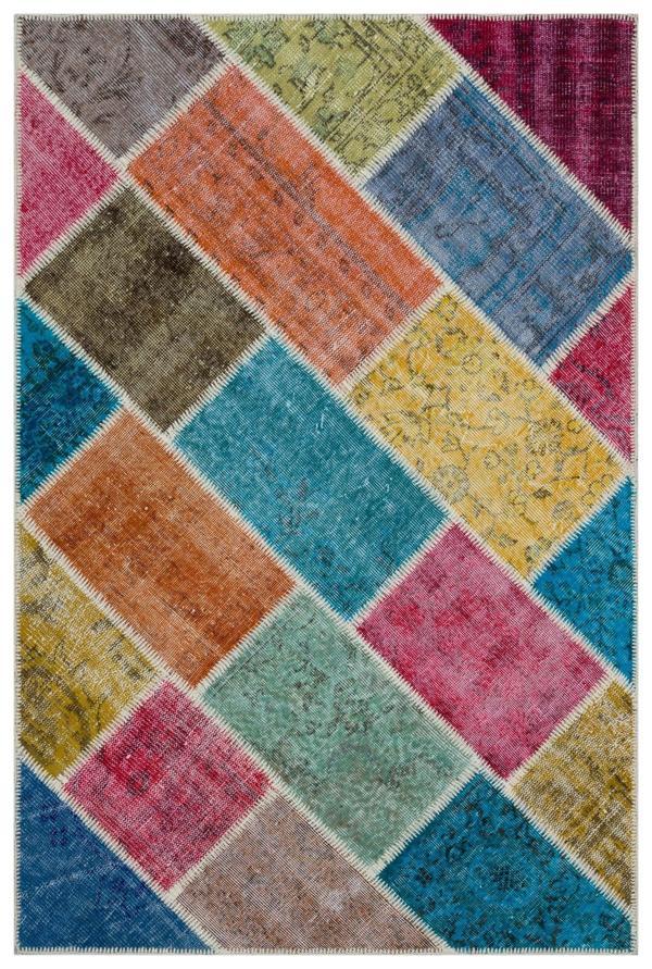 Iskece Bej Patchwork Etnik Modern Desenli Yün Hav Toz Vermez Leke Tutmayan Salon Yolluk Mutfak El Dokuma Halı - Image 1