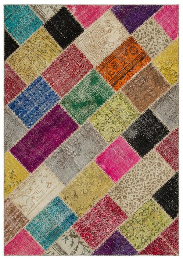 Iskece Bej Patchwork Etnik Modern Desenli Yün Hav Toz Vermez Leke Tutmayan Salon Yolluk Mutfak El Dokuma Halı - Image 1