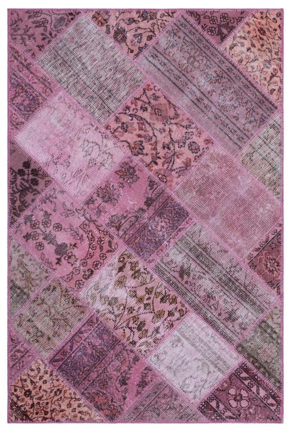 Iskece Pembe Eskitme Etnik Modern Desenli Yün Hav Toz Vermez Leke Tutmayan Salon Yolluk Mutfak El Dokuma Halı - Image 1