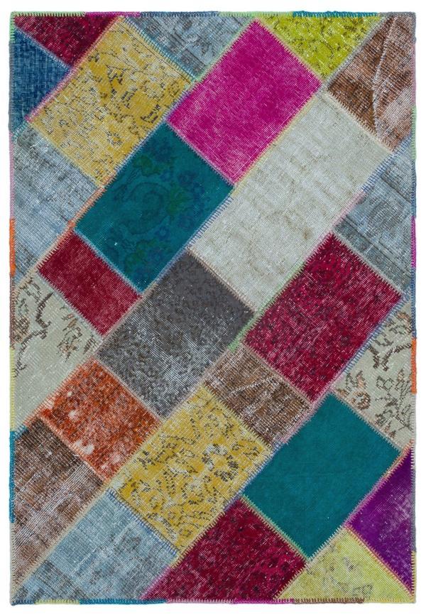 Iskece Bej Patchwork Etnik Modern Desenli Yün Hav Toz Vermez Leke Tutmayan Salon Yolluk Mutfak El Dokuma Halı - Image 1