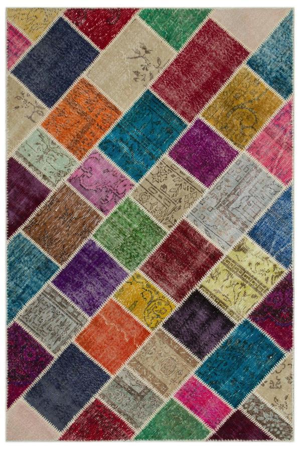 Iskece Bej Patchwork Etnik Modern Desenli Yün Hav Toz Vermez Leke Tutmayan Salon Yolluk Mutfak El Dokuma Halı - Image 1