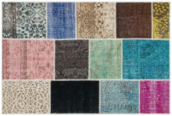 Bej Patchwork Etnik Modern Desenli Yün Hav Toz Vermez Leke Tutmayan Salon Yolluk Mutfak El Dokuma Halı - Image 1