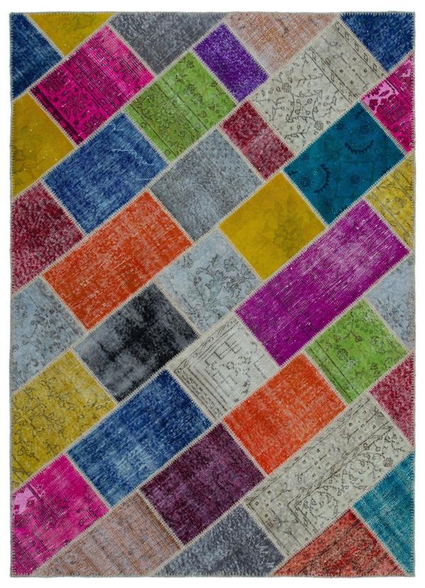 Iskece Bej Patchwork Etnik Modern Desenli Yün Hav Toz Vermez Leke Tutmayan Salon Yolluk Mutfak El Dokuma Halı - Image 1