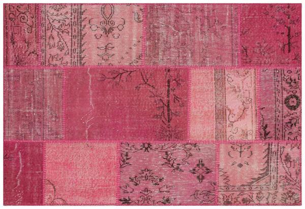 Pembe Eskitme Etnik Modern Desenli Yün Hav Toz Vermez Leke Tutmayan Salon Yolluk Mutfak El Dokuma Halı - Image 1