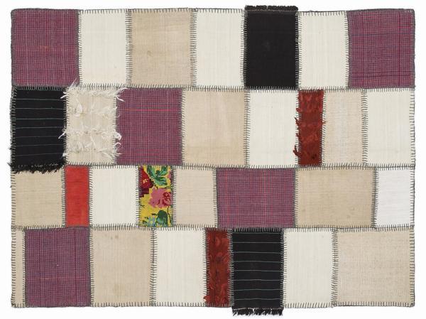 Bej Patchwork Etnik Modern Desenli Yün Hav Toz Vermez Leke Tutmayan Salon Yolluk Mutfak El Dokuma Halı - Image 1
