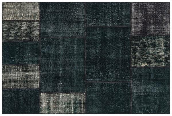 Yeşil Patchwork Etnik Modern Desenli Yün Hav Toz Vermez Leke Tutmayan Salon Yolluk Mutfak El Dokuma Halı - Image 1