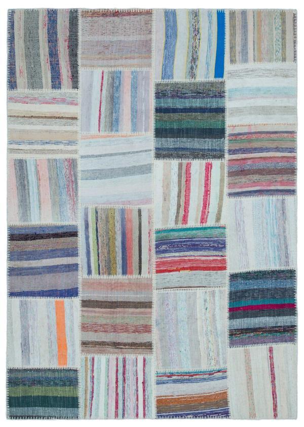 Iskece Bej Patchwork Yün Modern Desenli Yün Hav Toz Vermez Leke Tutmayan Salon Yolluk Mutfak El Dokuma Halı - Image 1