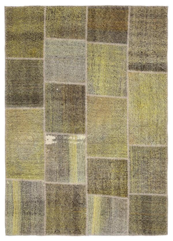 Teselya Sarı Patchwork Etnik Modern Desenli Yün Hav Toz Vermez Leke Tutmayan Salon Yolluk Mutfak El Dokuma Halı - Image 1