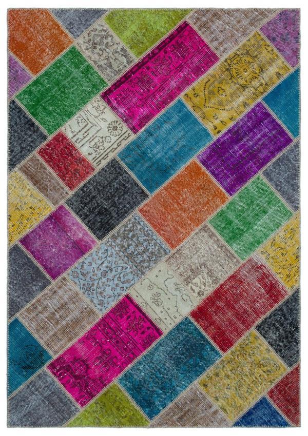 Iskece Bej Patchwork Etnik Modern Desenli Yün Hav Toz Vermez Leke Tutmayan Salon Yolluk Mutfak El Dokuma Halı - Image 1