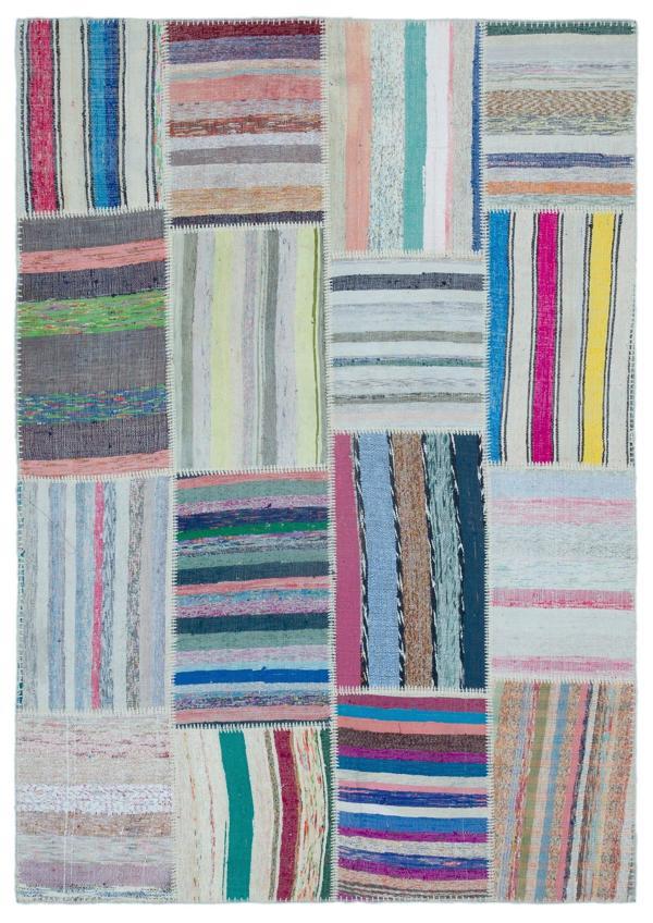 Iskece Bej Patchwork Yün Modern Desenli Yün Hav Toz Vermez Leke Tutmayan Salon Yolluk Mutfak El Dokuma Halı - Image 1