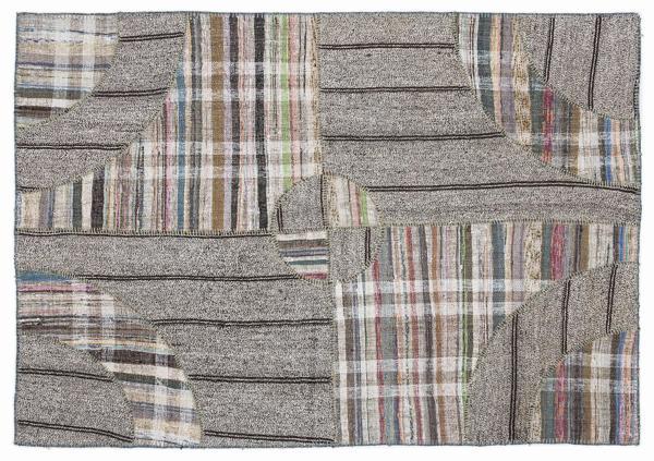 Kahverengi Patchwork Etnik Modern Desenli Yün Hav Toz Vermez Leke Tutmayan Salon Yolluk Mutfak El Dokuma Halı - Image 1