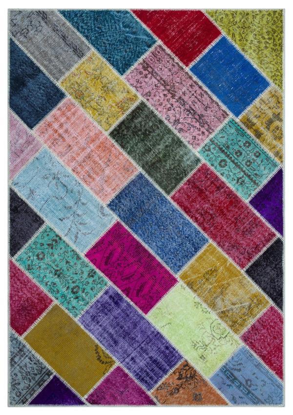 Iskece Bej Patchwork Etnik Modern Desenli Yün Hav Toz Vermez Leke Tutmayan Salon Yolluk Mutfak El Dokuma Halı - Image 1