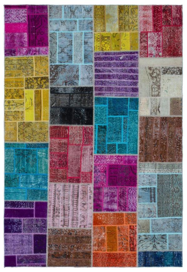 Iskece Bej Patchwork Etnik Modern Desenli Yün Hav Toz Vermez Leke Tutmayan Salon Yolluk Mutfak El Dokuma Halı - Image 1
