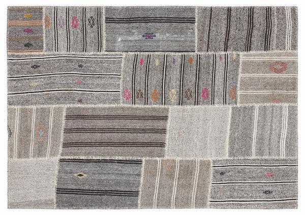 Kahverengi Patchwork Etnik Modern Desenli Yün Hav Toz Vermez Leke Tutmayan Salon Yolluk Mutfak El Dokuma Halı - Image 1