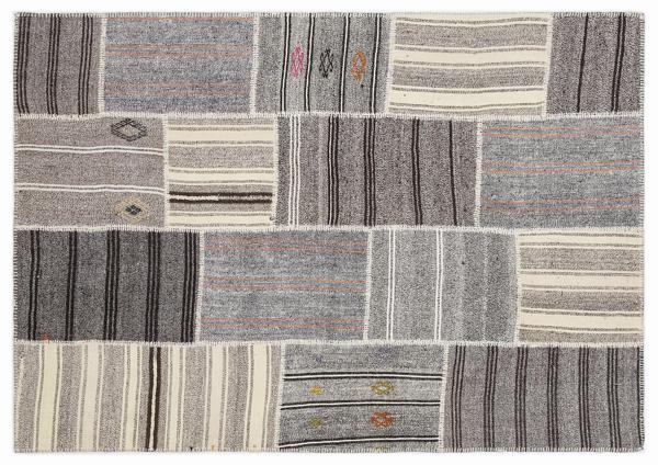 Kahverengi Patchwork Etnik Modern Desenli Yün Hav Toz Vermez Leke Tutmayan Salon Yolluk Mutfak El Dokuma Halı - Image 1