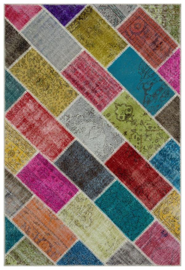 Iskece Bej Patchwork Etnik Modern Desenli Yün Hav Toz Vermez Leke Tutmayan Salon Yolluk Mutfak El Dokuma Halı - Image 1