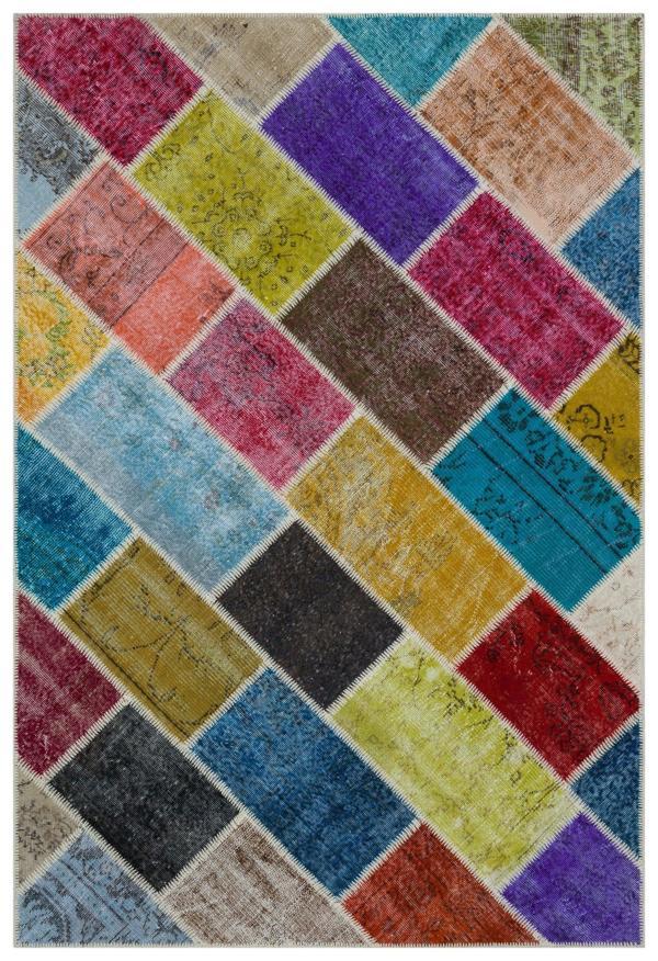 Iskece Bej Patchwork Etnik Modern Desenli Yün Hav Toz Vermez Leke Tutmayan Salon Yolluk Mutfak El Dokuma Halı - Image 1