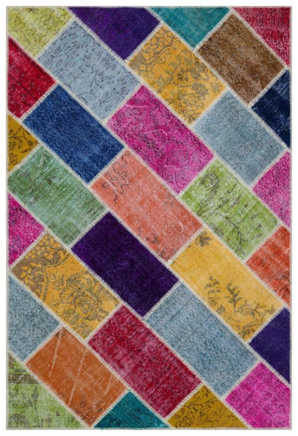 Iskece Bej Patchwork Etnik Modern Desenli Yün Hav Toz Vermez Leke Tutmayan Salon Yolluk Mutfak El Dokuma Halı - Image 1