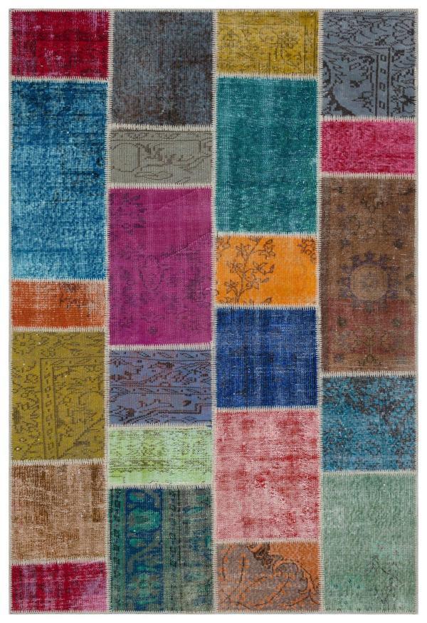 Iskece Bej Patchwork Etnik Modern Desenli Yün Hav Toz Vermez Leke Tutmayan Salon Yolluk Mutfak El Dokuma Halı - Image 1