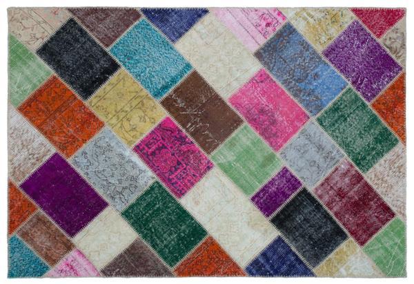 Kahverengi Patchwork Etnik Modern Desenli Yün Hav Toz Vermez Leke Tutmayan Salon Yolluk Mutfak El Dokuma Halı - Image 1