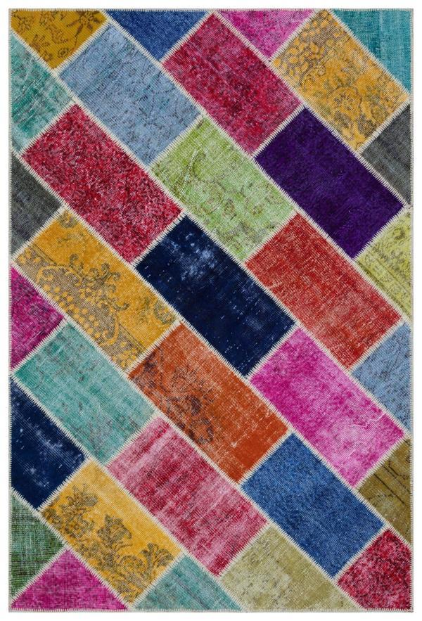 Iskece Bej Patchwork Etnik Modern Desenli Yün Hav Toz Vermez Leke Tutmayan Salon Yolluk Mutfak El Dokuma Halı - Image 1