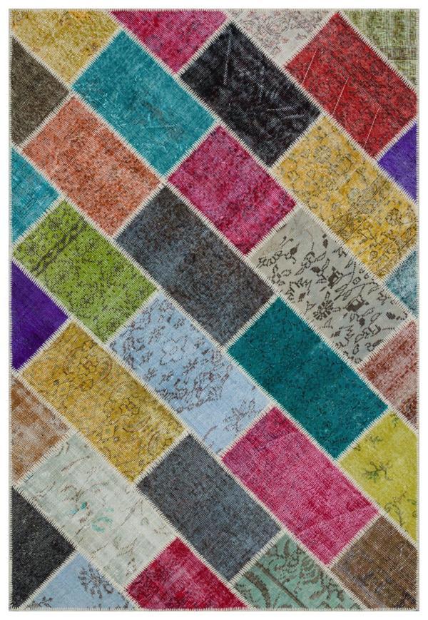 Iskece Bej Patchwork Etnik Modern Desenli Yün Hav Toz Vermez Leke Tutmayan Salon Yolluk Mutfak El Dokuma Halı - Image 1
