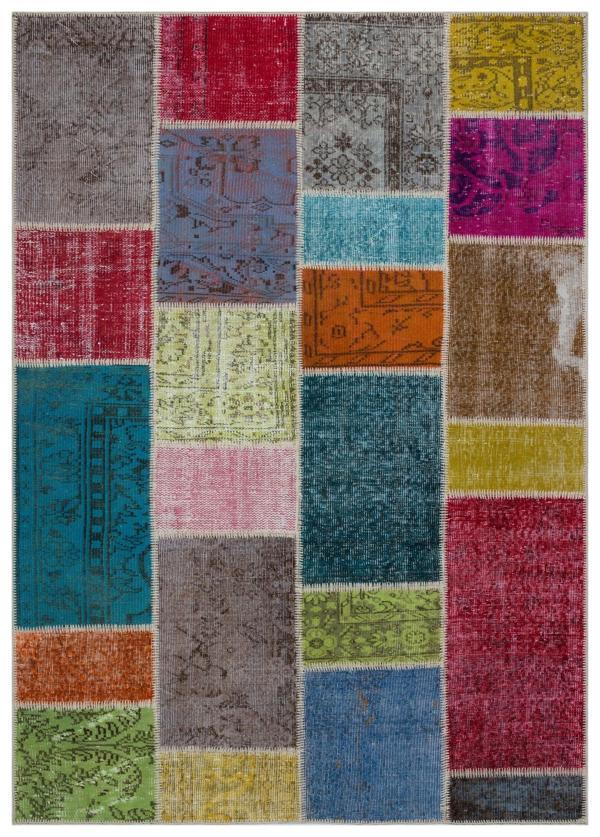 Iskece Bej Patchwork Etnik Modern Desenli Yün Hav Toz Vermez Leke Tutmayan Salon Yolluk Mutfak El Dokuma Halı - Image 1