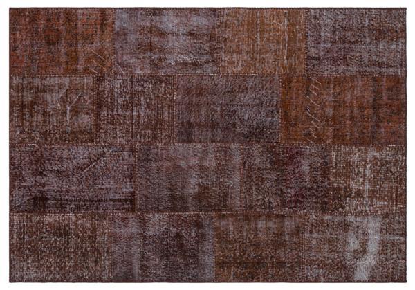 Kahverengi Patchwork Etnik Modern Desenli Yün Hav Toz Vermez Leke Tutmayan Salon Yolluk Mutfak El Dokuma Halı - Image 1