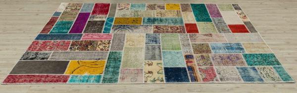 Bej Patchwork Etnik Modern Desenli Yün Hav Toz Vermez Leke Tutmayan Salon Yolluk Mutfak El Dokuma Halı - Image 1