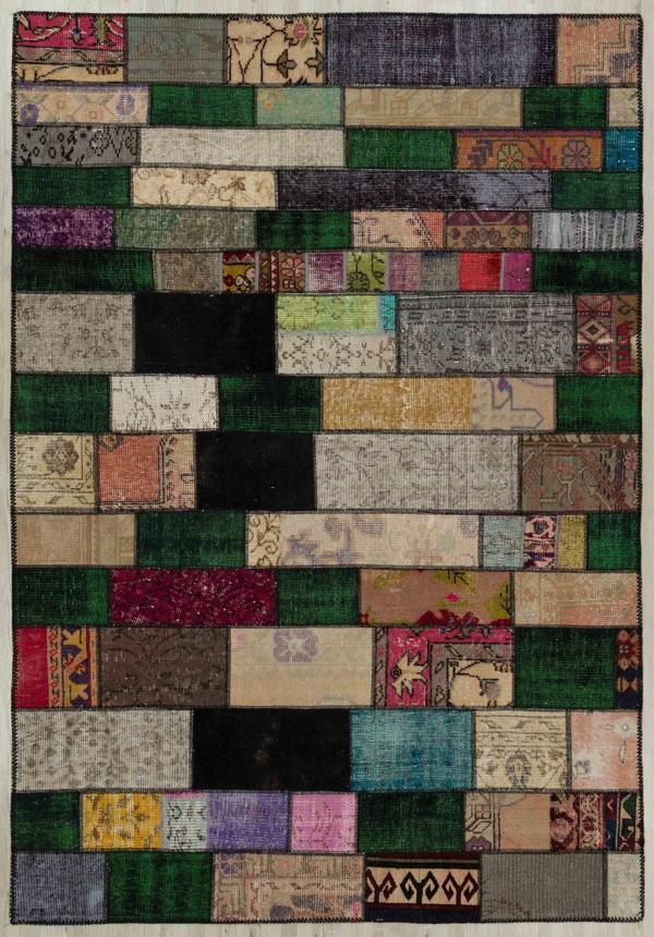 Bej Patchwork Etnik Modern Desenli Yün Hav Toz Vermez Leke Tutmayan Salon Yolluk Mutfak El Dokuma Halı - Image 1