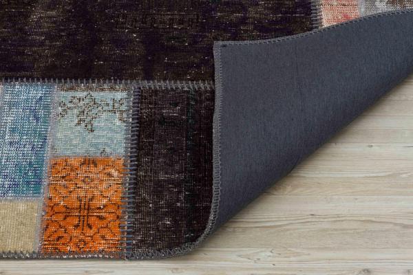 Kahverengi Patchwork Etnik Modern Desenli Yün Hav Toz Vermez Leke Tutmayan Salon Yolluk Mutfak El Dokuma Halı - Image 1