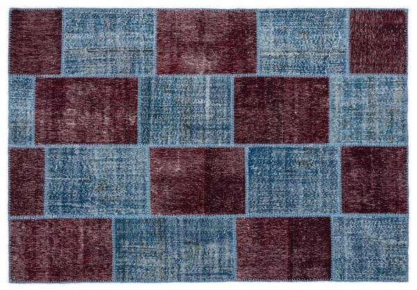 Turkuaz Patchwork Etnik Modern Desenli Yün Hav Toz Vermez Leke Tutmayan Salon Yolluk Mutfak El Dokuma Halı - Image 1