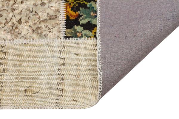 Bej Patchwork Etnik Modern Desenli Yün Hav Toz Vermez Leke Tutmayan Salon Yolluk Mutfak El Dokuma Halı - Image 1