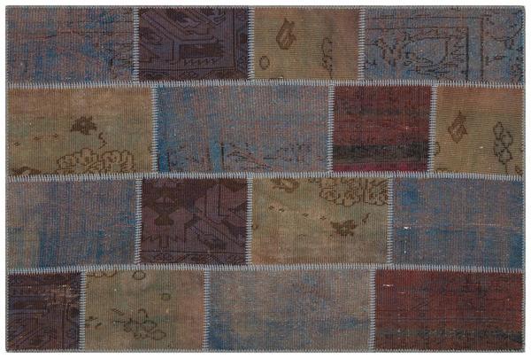 Kahverengi Patchwork Etnik Modern Desenli Yün Hav Toz Vermez Leke Tutmayan Salon Yolluk Mutfak El Dokuma Halı - Image 1